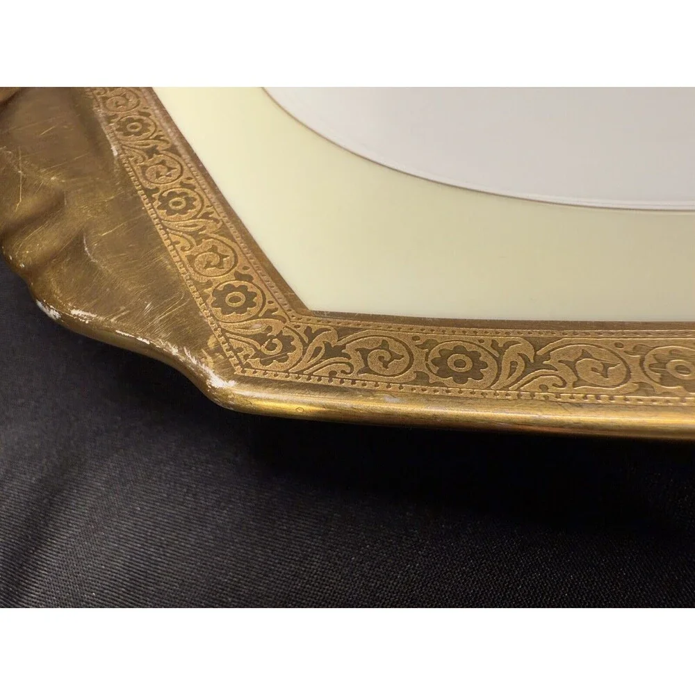 Heinrich & CO Selb Bavaria 16.5” X 11” X 1.25” Oval/octagon Platter Gold Gilding